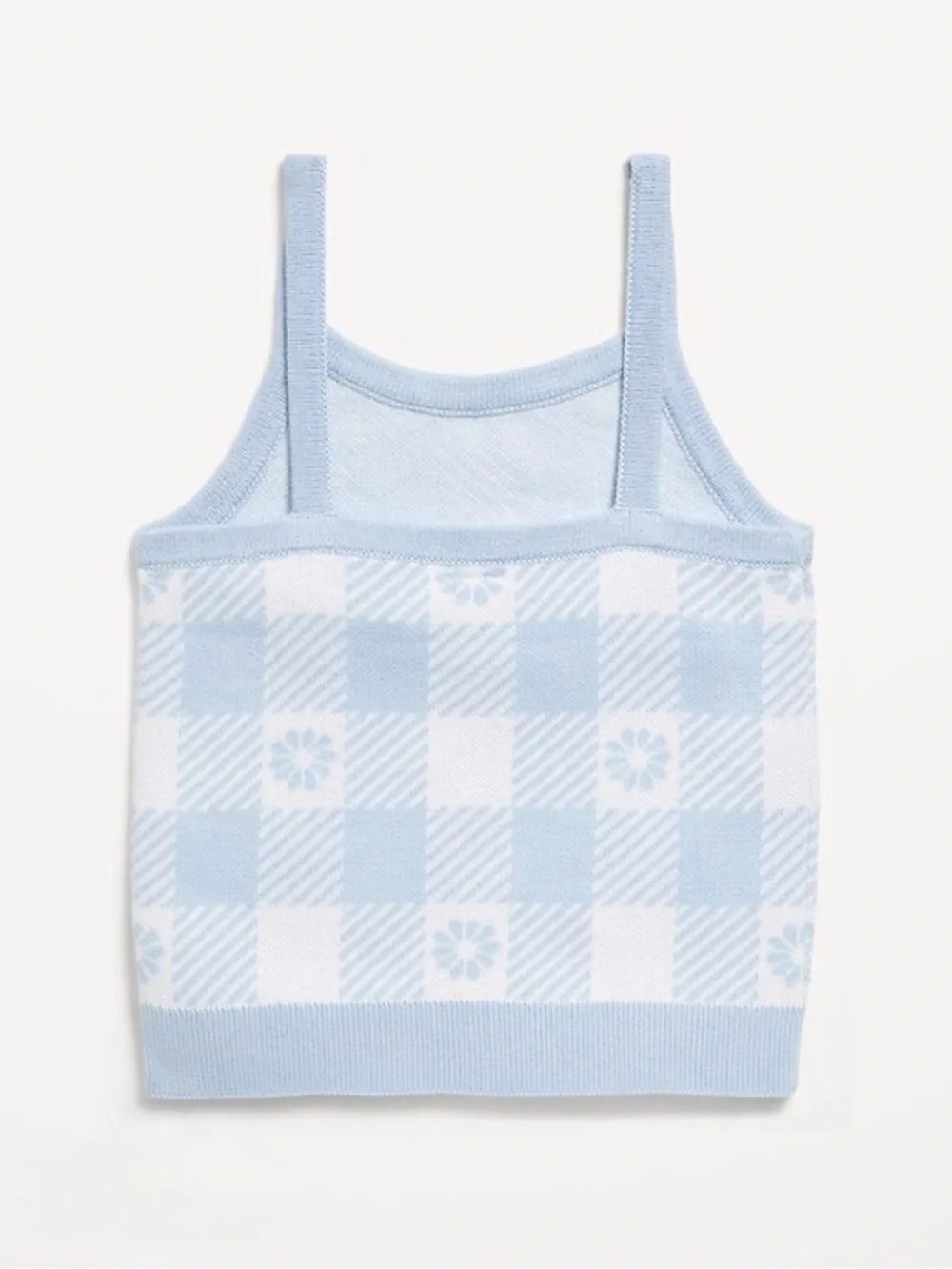 Old Navy | Light Blue and White Plaid Knit Sweater Tank Top, Girls Medium (8)
